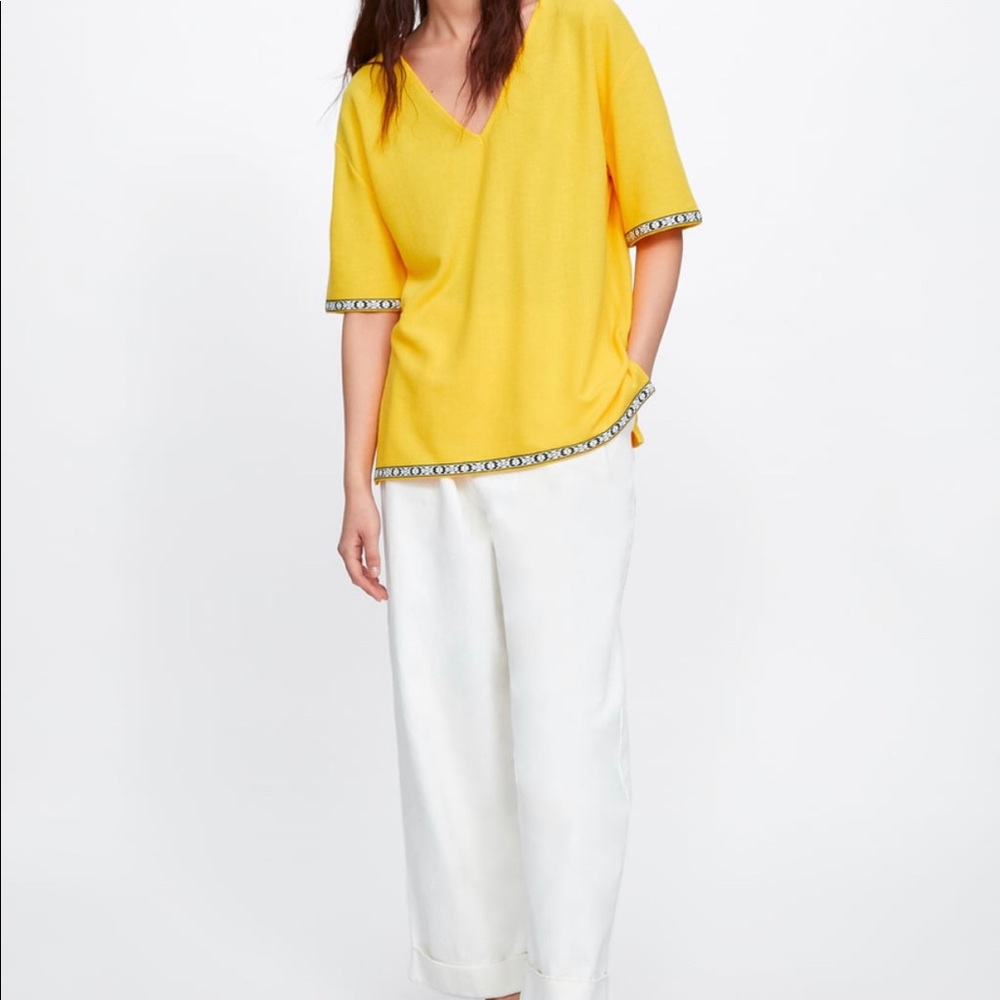 ZARA. Size -L. Bright yellow top